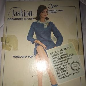 Vintage 3 pr Seamless Hosiery Stockings wBox sz 11